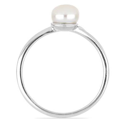 BUY STERLING SILVER NATURAL WHITE FRESHWATER PEARL GEMSTONE RING